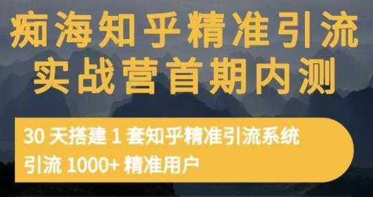痴海知乎精准引流实战营1-2期，30天搭建1套知乎精准引流系统，引流1000+精准用户-好资源库