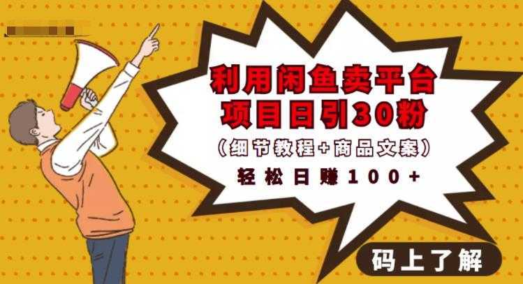 利用闲鱼卖平台项目课程资源日引流30+精准粉丝，轻松日赚100+，积累人脉可实现二次变-好资源库
