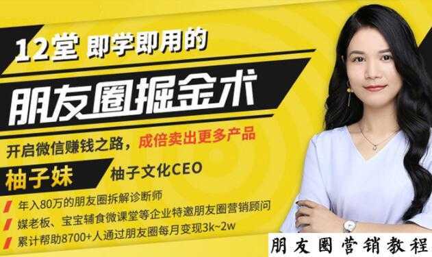 【营销必学】12堂学之即用的朋友圈掘金术：开启你的副业赚钱之路-好资源库