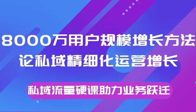 图片[1]-8000万用户规模增长方法论私域精细化运营增长，私域流量硬课助力业务跃迁-好资源库