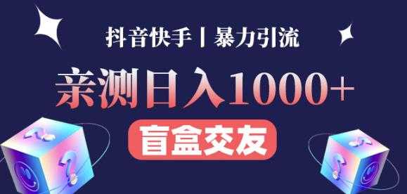 日收益1000+的交友盲盒副业丨有手就行的抖音快手暴力引流-好资源库