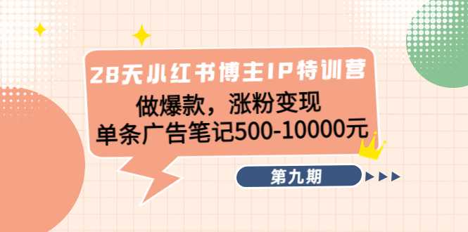 28天小红书博主IP特训营《第9期》做爆款，涨粉变现 单条广告笔记500-10000-好资源库