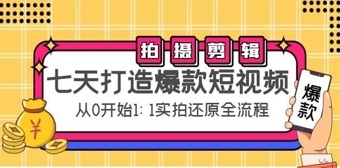 七天打造爆款短视频：拍摄+剪辑实操，从0开始1:1实拍还原实操全流程-好资源库