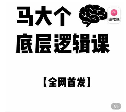 图片[1]-马大个·底层逻辑课，51节底层逻辑智慧课-价值1980元-好资源库