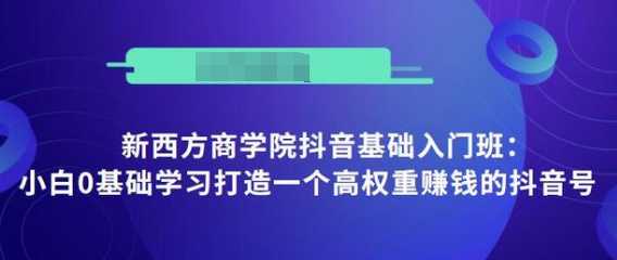图片[1]-抖音基础入门班：小白0基础学习打造一个高权重赚钱的抖音号-好资源库