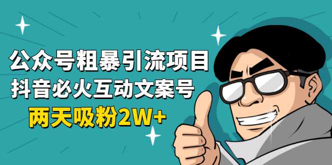 公众号粗暴引流项目：抖音必火互动文案号，两天吸粉2W+（可持续操作）-好资源库