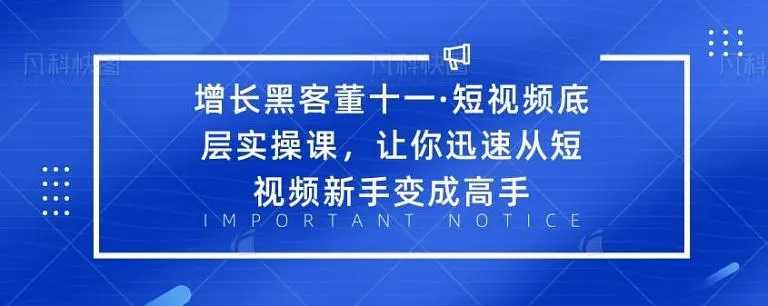 图片[1]-增长黑客董十一·短视频底层实操课，从短视频新手变成高手-好资源库